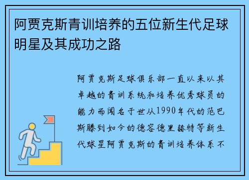 阿贾克斯青训培养的五位新生代足球明星及其成功之路